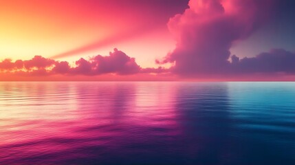 Obraz premium Vibrant Sunset Over Calm Ocean Water