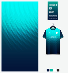 soccer jersey fabric textile pattern design for football kit, sport t-shirt mockup for football club. Uniform front view. Abstract pattern for sport background. Psychedelic pattern. © tondruangwit