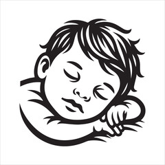 Baby peacefully sleeping vector illustration silhouette