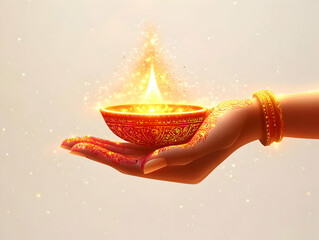 Macro Shot of Hand Applying Tika During Bhai Dooj - Modern Flat Vector Illustration Merging Tradition with Futuristic Aesthetics