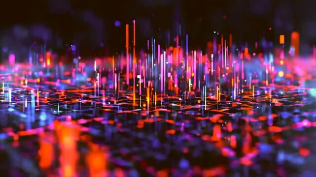 Real-time 3D digital data stream showing specific metrics. Spectacular and applicable to a wide range of design tasks