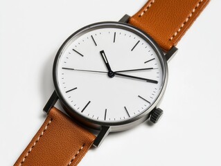 Minimalist Wristwatch with Leather Strap - Timekeeping Elegance