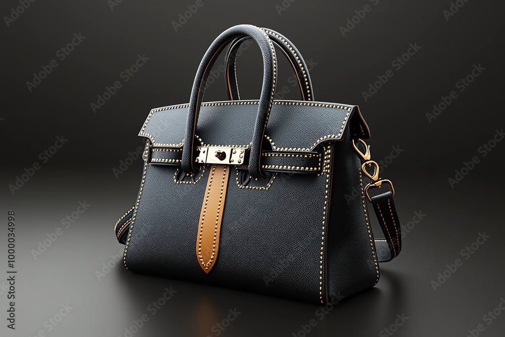 Poster 3D digital rendering of a luxury handbag, allowing users to rotate and explore every angle of the bagâ€™s design, stitching, and hardware in a virtual environment