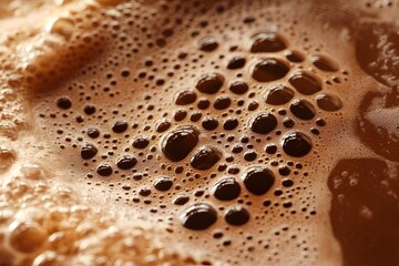 Detailed Coffee Foam and Brown Texture Close-Up