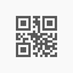 QR code in gray color on a plain background for digital technology concepts