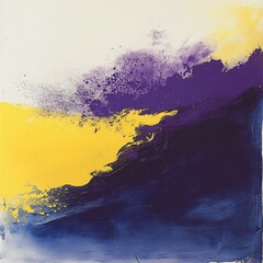 Vibrant Abstract Art Stunning Yellow and Purple Paint Splash on Canvas