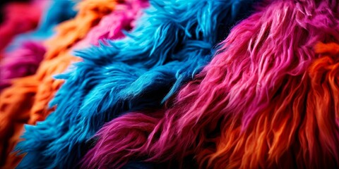 Obraz premium A colorful fur with a mix of blue, pink, and orange