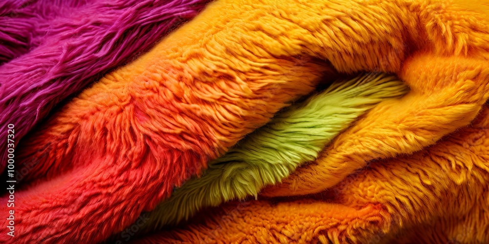 Poster a pile of colorful fuzzy blankets stacked on top of each other