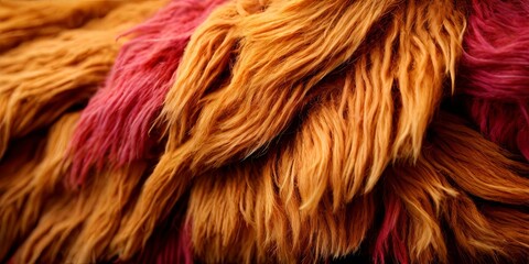 Fototapeta premium A close up of a fuzzy orange and pink fur with a brown stripe