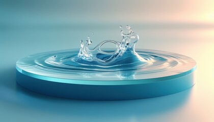 Mesmerizing water podium showcasing fluidity and purity, perfect for displaying refreshing products