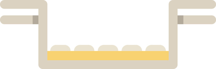 Simple flat color vector icon of a deep fryer filled with oil frying food