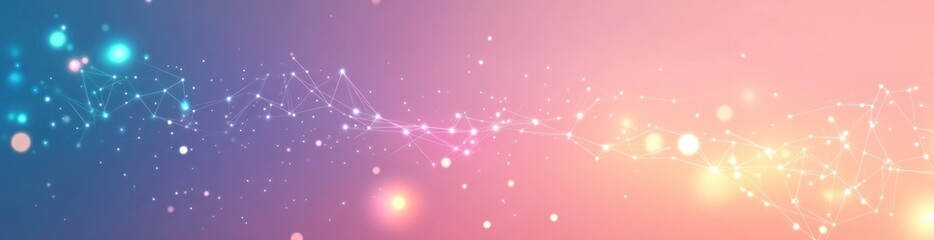 Abstract digital background with glowing particles and connections.