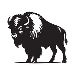 Bison Silhouette, Stylish icon, template, background, tattoo. Print for t-shirt. Hand drawn vector illustration, Bison black vector, isolated.