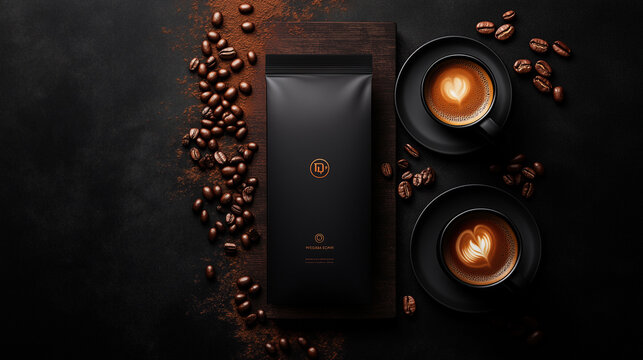 Coffee Bag Mockup with Latte Art
