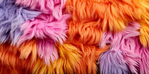 A colorful pile of fur with pink, orange, and yellow strands