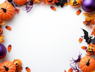 Fototapeta premium Halloween Pumpkin Leaf Frame