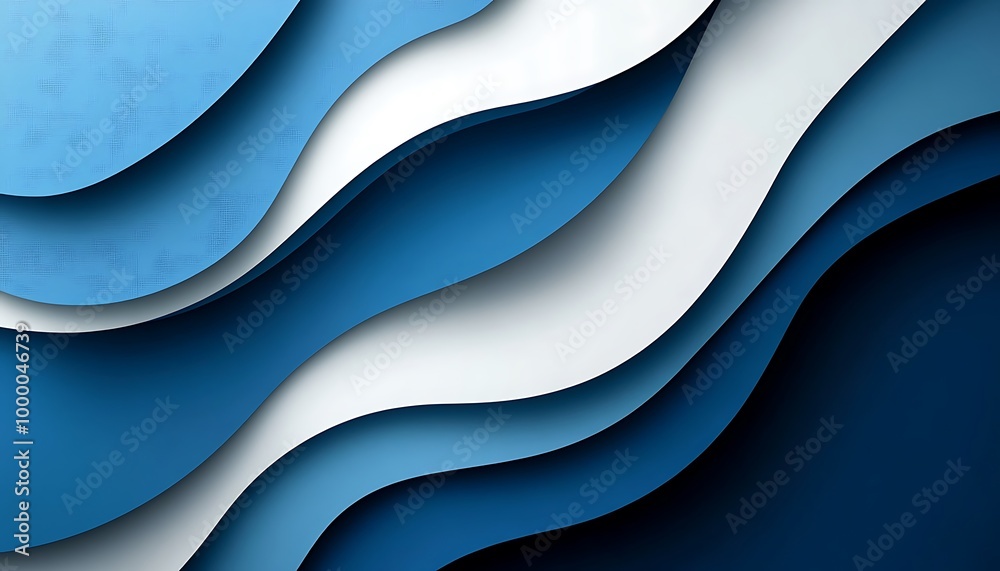 Poster Abstract Blue and White Curved Shapes