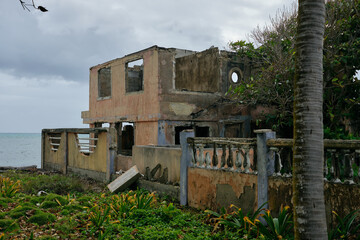 Abandoned house after tornado devastation in Providencia Island, Colombia