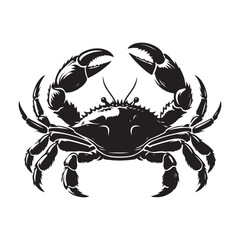 Crab Silhouette, Stylish icon, template, background, tattoo. Print for t-shirt. Hand drawn vector illustration, Crab black vector, isolated.
