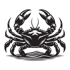 Crab Silhouette, Stylish icon, template, background, tattoo. Print for t-shirt. Hand drawn vector illustration, Crab black vector, isolated.