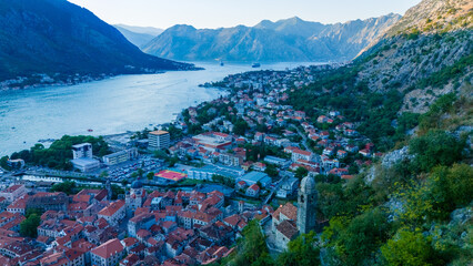 Discover the stunning coastal beauty of Kotor, Montenegro, at sunset from the mountain's viewpoint