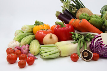 fresh vegetables on a white background