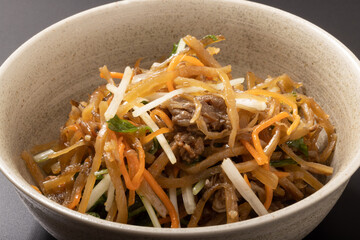 きんぴらごぼうと水菜のサラダ（牛肉入り）