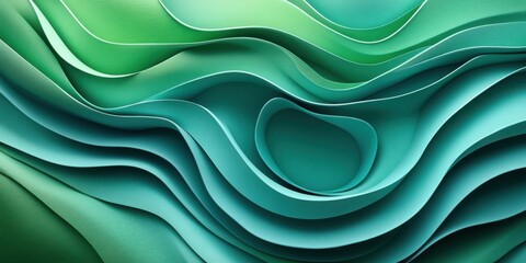 Obraz premium Abstract Turquoise and Green Wavy Pattern with Subtle Texture and Depth