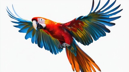 Obraz premium flying macaw parrot on transparency background PNG