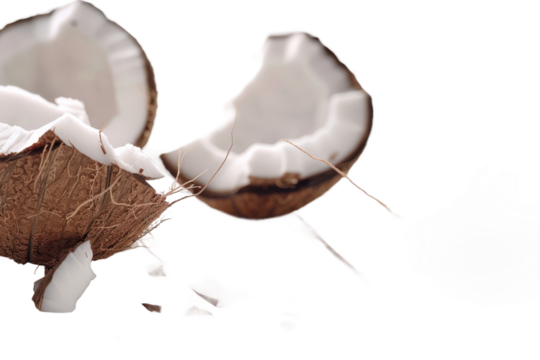 Stunning Ultra HD Image of Coconut Pieces Isolated on Transparent Background with Detailed Natural Features Ideal for Food Imagery, Digital Art, and Stock Media