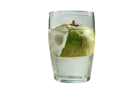 Coconut Water in Glass High Definition Isolated on Transparent Background with Detailed Design and Clear Appearance Perfect for Print and Digital Media Applications