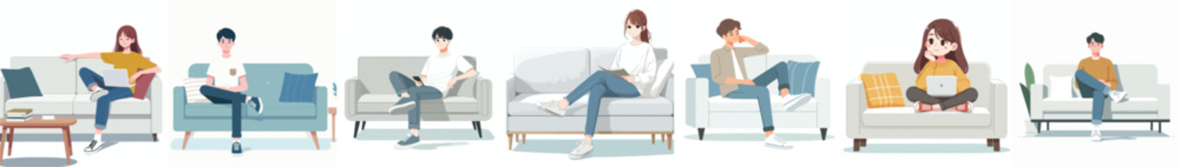 Vector of a teenager sitting on a sofa