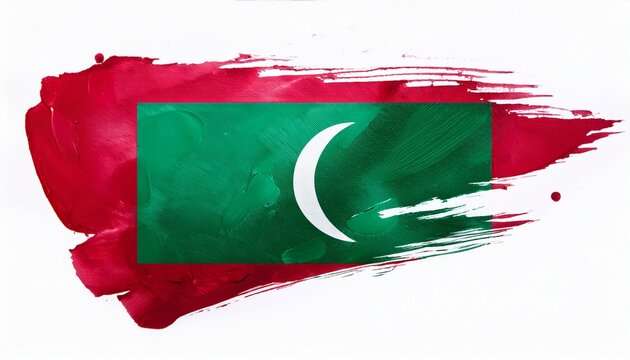 水彩画のモルディブの国旗(Watercolor Maldives flag.)
