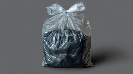 style plastic bag with trash isolated on transparency background PNG