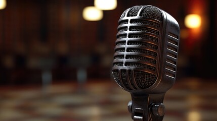 Vintage microphone isolate on transparency background PNG