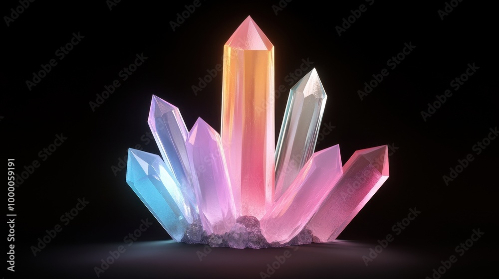 Canvas Prints a cluster of colorful crystals on a dark background