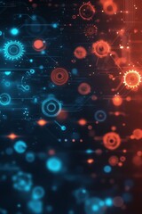Obraz premium Abstract circuit board with glowing gears illustrating technology and innovation in electronics