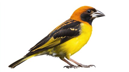 Weaverbird side view full body isolate on transparency background PNG