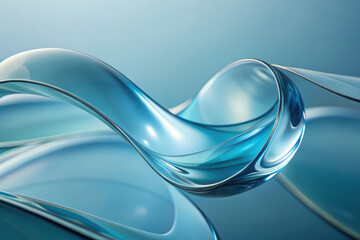 Elegant bluish glass waves flowing gracefully through serene blue background creating a sense of calm and tranquility. Generative AI