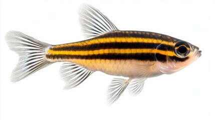 Zebra Danios fish full body isolate on transparency background PNG