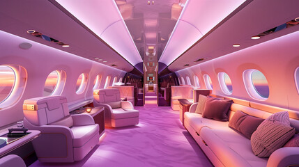interior of luxury private jet luxurious lifestyle of successful rich business people 
