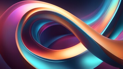 Abstract swirling neon colors in 3D space.