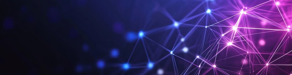 Abstract digital network with glowing nodes and connections in vibrant colors.