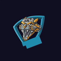 robotic mecha tiger head, perfect for esport logo or mascot, you can add your team name