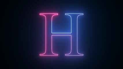 Neon light tube letter A Neon Light Alphabet H with clipping path.