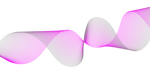 Abstract background with waves for banner. Medium banner size. Vector background with lines. Element for design isolated on white. Pink, purple, blue