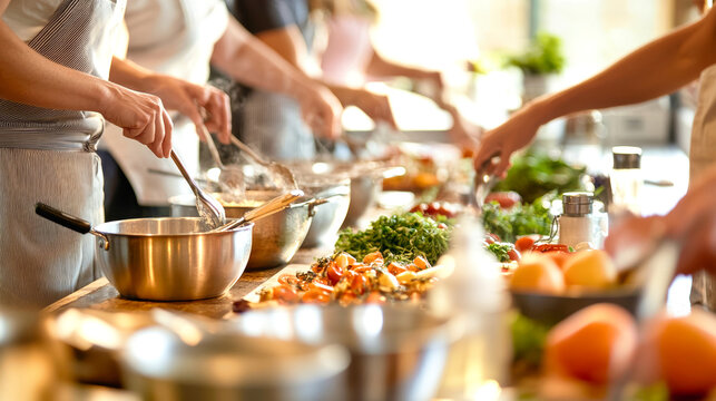 In this lively cooking class, people of all ages engage in preparing delightful recipes, sharing techniques, and enjoying the essence of culinary creativity