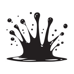 Water Splatter Black Silhouette Vector, Liquid splash silhouette, Dynamic and Bold Design Element, Natural black splash cascade vector