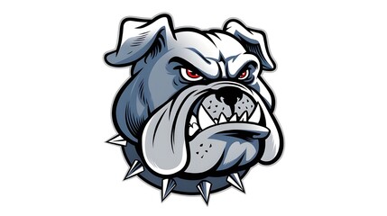 Angry Bulldog Mascot Illustration with Spiked Collar
