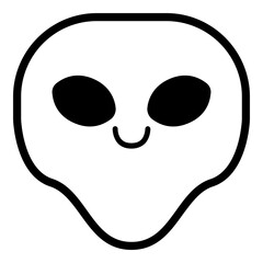 Alien Smile Emoji. Simple Black Emoticon Symbol.